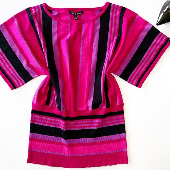 Cable & Gauge Sweaters - NWT CABLE & GAUGE Pink Black Sweater
